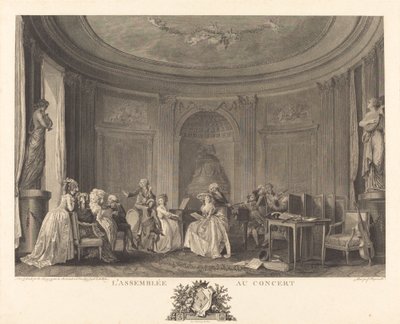 Kokoontuminen konsertissa tekijältä Francois Nicolas Barthelemy Dequevauviller after Nicolas Lavreince
