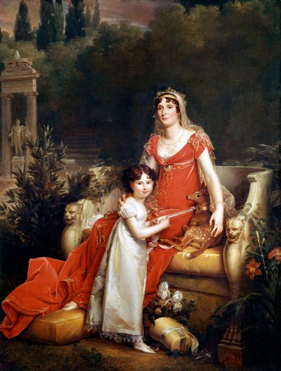 Elisa Bonaparte Baciocchi tyttärensä kanssa tekijältä Baron François Pascal Simon Gérard