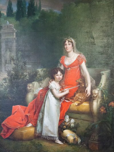 Elisa Bonaparte Baciocchi tyttärensä Napoleona Elisan kanssa tekijältä Baron François Pascal Simon Gérard
