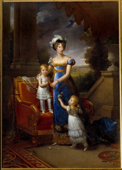 Muotokuva Marie Carolinesta, kahden Sisilian prinsessasta, Berryn herttuattaresta (1798-1870) ja hänen lapsistaan Francois Gerardin (1770-1837) maalaus 1820 su. 0,4x0,3 m tekijältä Baron François Pascal Simon Gérard