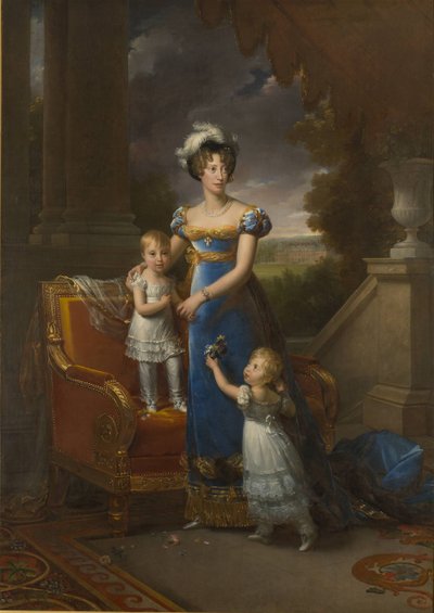 Berryn herttuatar lasten kanssa Louise Marie Thérèse dArtois ja Henri dArtois, 1822 tekijältä Francois Pascal Simon Gerard