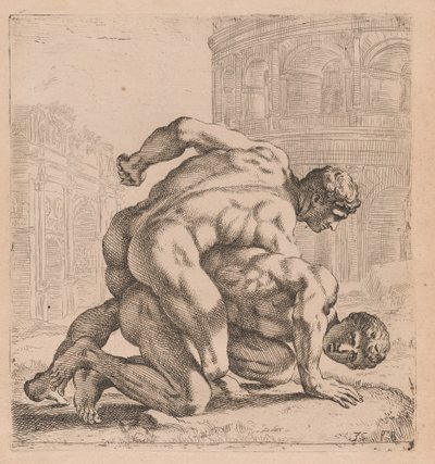 Medici Wrestlers, sivukuva, käännetty oikealle [kilpi 35] tekijältä Francois Perrier