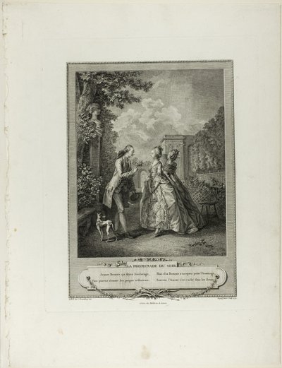 Iltakävely, alkaen Monument du Costume Physique et Moral de la fin du Dix-huitième siècle -teoksesta tekijältä Francois Robert Ingouf