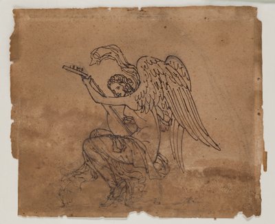 Allegorinen hahmo ja luuttu, noin 1825 (tussi ja liitu paperille). tekijältä Francois Rude