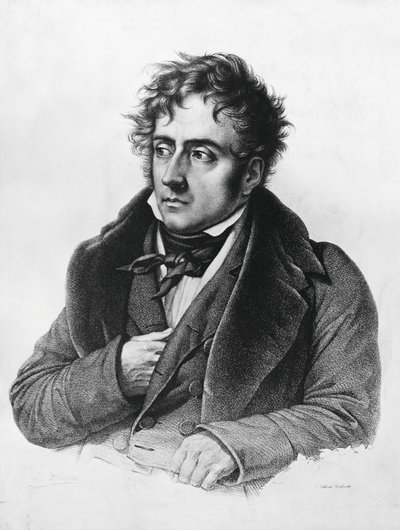 Muotokuva Francois-Rene, varakreivi de Chateaubriand (1768-1848), ranskalainen kirjailija, poliitikko, diplomaatti ja historioitsija. tekijältä Francois Seraphin Delpech