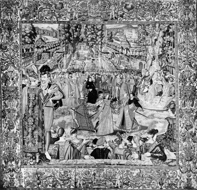 Festivaali Puolan suurlähettiläiden kunniaksi Katariina de Medicin (1519-89) ja Henri III:n (1551-89) läsnäollessa tekijältä Francois after Quesnel