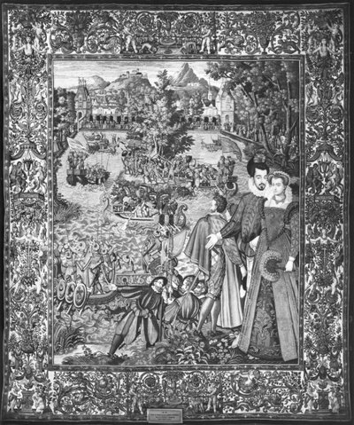 Henri III (1551-89) ja Louise de Lorraine (1553-1601) vesifestivaali Brysselissä, n. 1580 tekijältä Francois after Quesnel