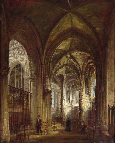 Pyhän Pierren kirkon sisätilat, Caen, 1861. tekijältä Francois d