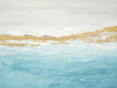 Abstrakti ”Blue Gold” -merimaisema tekijältä Françoise Wattré