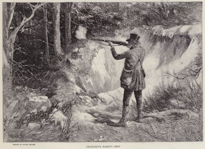 Sir Francis Chantrey tappoi kaksi metsäkurkkua yhdellä laukauksella metsästäessään Holkham Hallissa, Norfolkissa (litho) tekijältä Frank (after) Feller