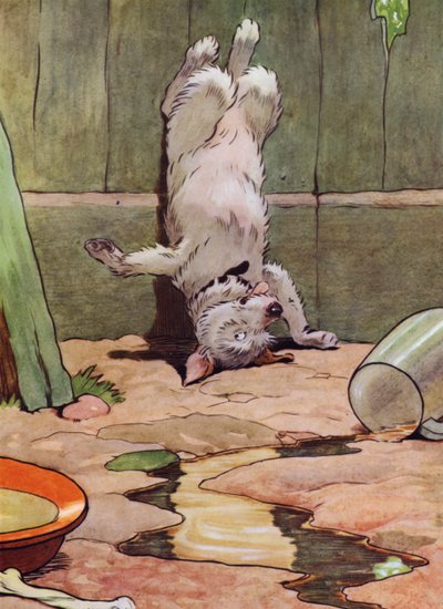 Kuvitus Old Mother Hubbardille (väri litho) tekijältä Frank Adams