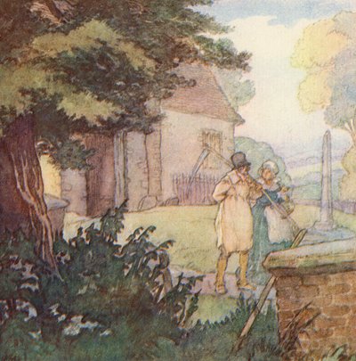 Kuvitus Matthew Arnoldin teokselle The Scholar-Gipsy (värilitho) tekijältä Frank Adams