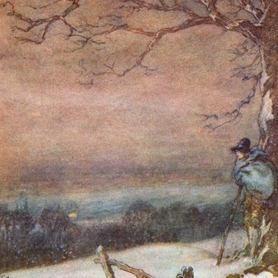 Kuvitus Matthew Arnoldin teokselle The Scholar-Gipsy (värilitho) tekijältä Frank Adams