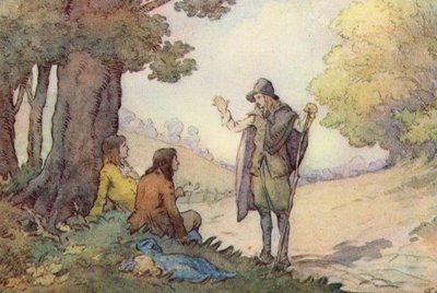 Kuvitus Matthew Arnoldin teokselle The Scholar-Gipsy (värilitho) tekijältä Frank Adams