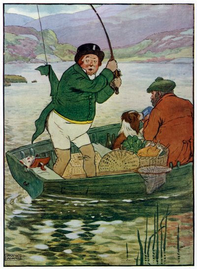 Kolme iloista kalastajaa (väri litho) tekijältä Frank Adams