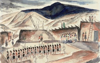 Green Corn Dance, Santa Domingo, N.M., ennen vuotta 1932 (wc paperilla) tekijältä Frank Applegate
