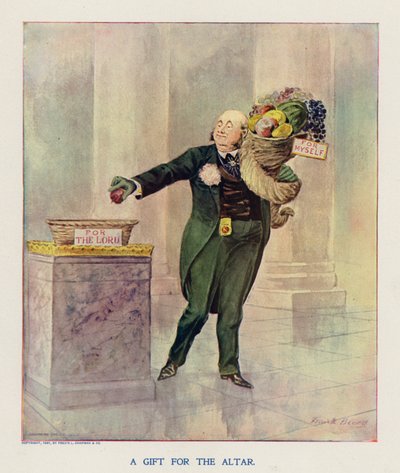 Lahja alttarille (värilitografia) tekijältä Frank Beard