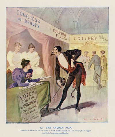 Kirkkomessuilla (värilitografia) tekijältä Frank Beard