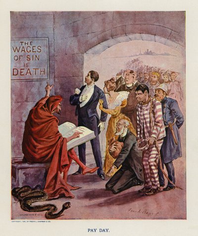 Palkkapäivä (värillinen litografia) tekijältä Frank Beard