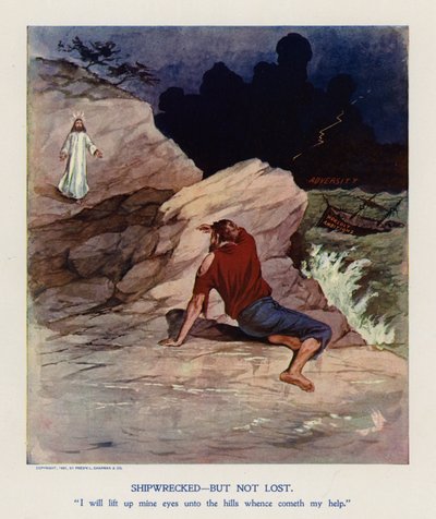 Haaksirikkoutunut, mutta ei kadonnut (värilitografia) tekijältä Frank Beard