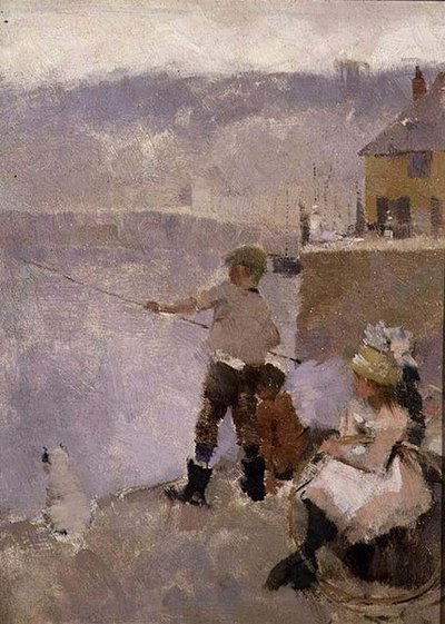 Kalastus laiturilla tekijältä Frank Bramley