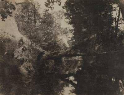 Maisema istuvan hahmon kanssa Stream Bankissa, c. 1856. tekijältä Frank Chauvassaignes