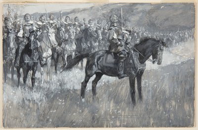 Cromwell ja hänen miehensä laulavat 117. psalmia Dunbarin taistelussa tekijältä Frank Craig