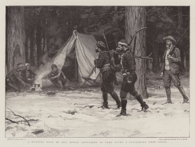 Metsästyskierros Vähä-Aasiassa, paluu leirille onnistuneen peuranvarren jälkeen tekijältä Frank Dadd