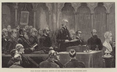 Dean Stanleyn muistokokous Westminster Abbeyn kappeliseurakuntatalossa. tekijältä Frank Dadd