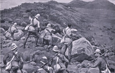 De Wetin takavartijan takaa-ajo Takesbergissä, Harmsworth Bros Limitedin julkaisemasta After Pretoria: The Guerilla War -sarjasta tekijältä Frank Dadd