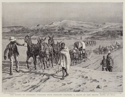 The Rising in Rhodesia, vaunut tarvikkeineen ylittävät Shashi-joen ajoradan Tulissa tekijältä Frank Dadd