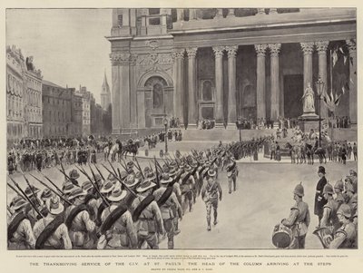 CIV:n kiitospäivän jumalanpalvelus St Paulissa, portaille saapuvan kolonnin päällikkö tekijältä Frank Dadd