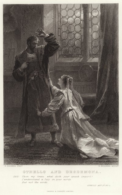 Othello ja Desdemona, Othello, Act IV, Sc 2 tekijältä Frank Dicksee