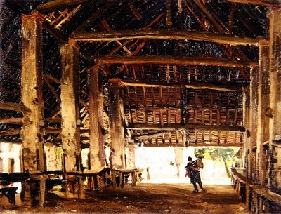 Suuri navetta, Larchant (öljyä aluksella) tekijältä Frank Lewis Emanuel