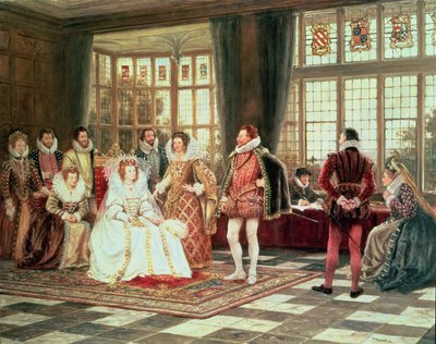 Kuningatar Elisabet I (1533-1603) hovissa tekijältä Frank Moss Bennett