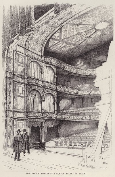 Palace Theatren sisätilat, Lontoo (litho) tekijältä Frank Murray