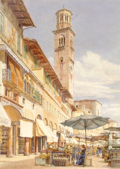 Piazza delle Erbe, Verona, kesä-syyskuu 1884 tekijältä Frank Randal
