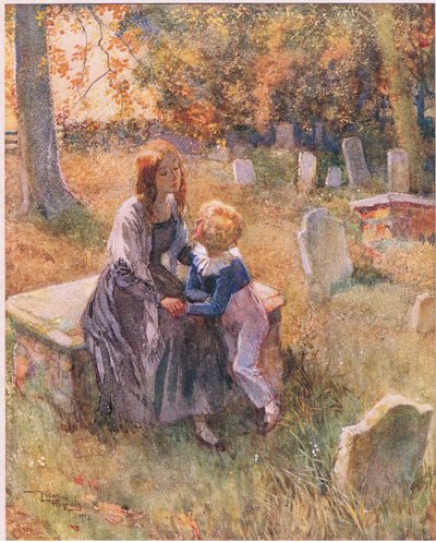 "Älä jätä meitä, Nell, vaikka taivas on kirkas. Älä jätä meitä!", noin 1920 (värilitografia). tekijältä Frank Reynolds