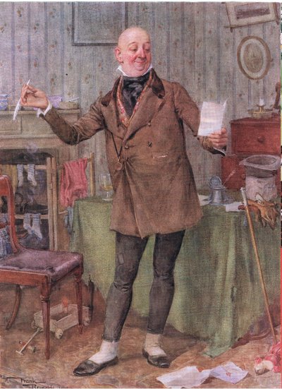 Mr Micawber (David Copperfield) (värilitografia) tekijältä Frank Reynolds