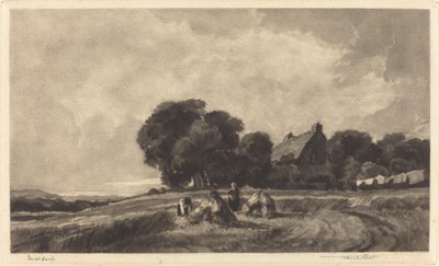 Mökki ja harvesterit, 1907. tekijältä Frank Short