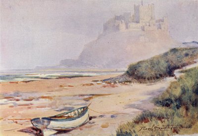 Bamburghin linna (väri litho) tekijältä Frank Southgate