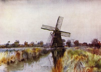 Norfolk Broads: Drainage Mill lähellä Bartonia, syksy tekijältä Frank Southgate