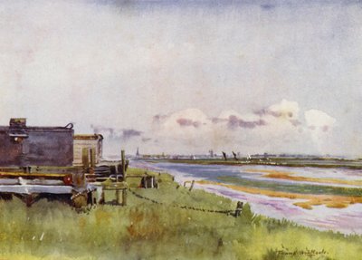 Norfolk Broads: Yarmouth Breydonista (väri litho) tekijältä Frank Southgate