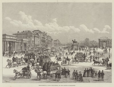 Hyde Park-Cornerin parannukset ja uusi Wellingtonin patsas tekijältä Frank Watkins