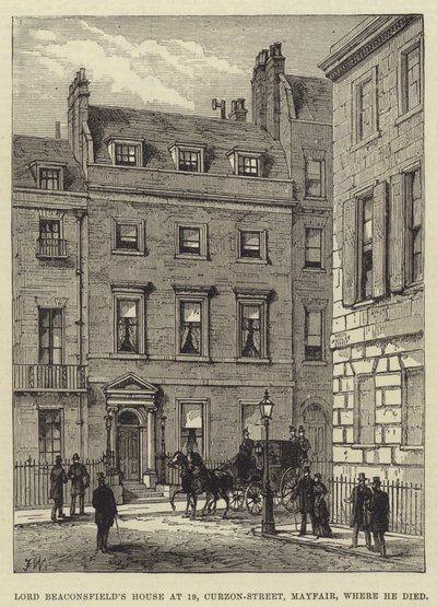 Lordi Beaconsfieldin talo osoitteessa 19, Curzon-Street, Mayfair, jossa hän kuoli. tekijältä Frank Watkins