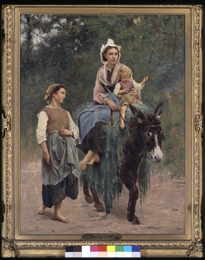 Italialainen talonpoikaisperhe, päivämäärä tuntematon (öljy kankaalle) tekijältä François Alfred Delobbe
