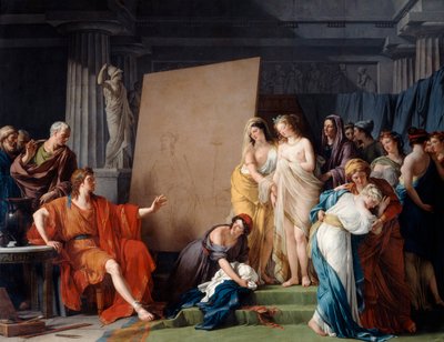 Zeuxis valitsee mallin Crotonin kauniista tytöistä, 1789 tekijältä François André Vincent