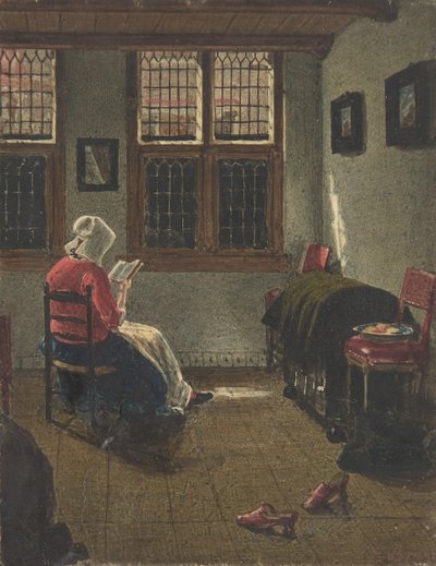 Nainen lukemassa Pieter Janssens Elingan mukaan, 1846-47. tekijältä François Bonvin