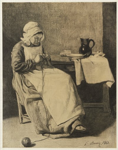 Palvelijaneulonta, 1861 tekijältä François Bonvin