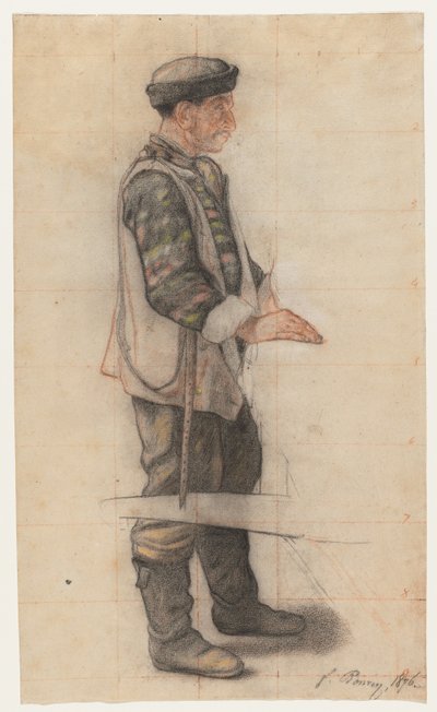 The Stretcher Bearer Study for Fallen Roofer, 1876. tekijältä François Bonvin